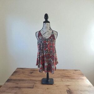 Lizard Thicket Red and Gray Floral Camisole